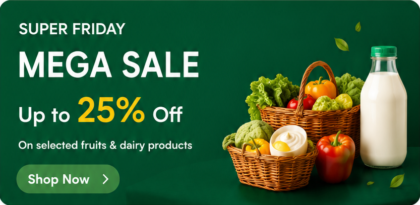 Fresh vegetables, milk and dairy on offer